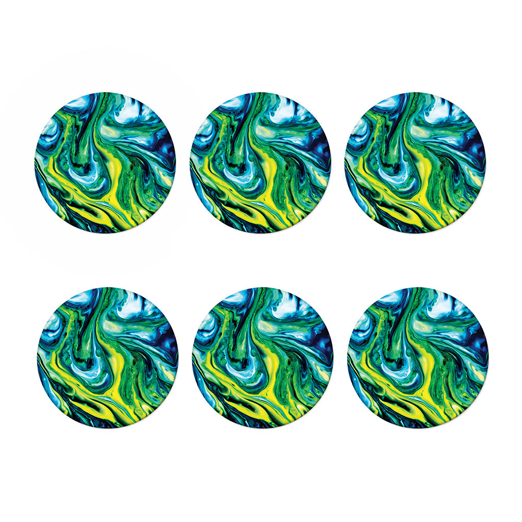 Blue And Green Acid Melt Print Coaster Set
