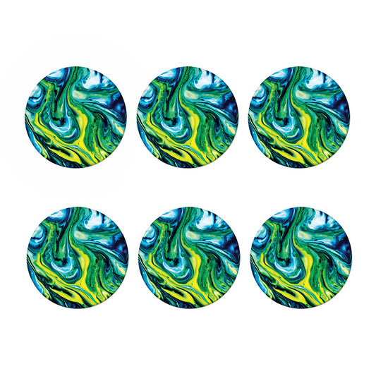 Blue And Green Acid Melt Print Coaster Set