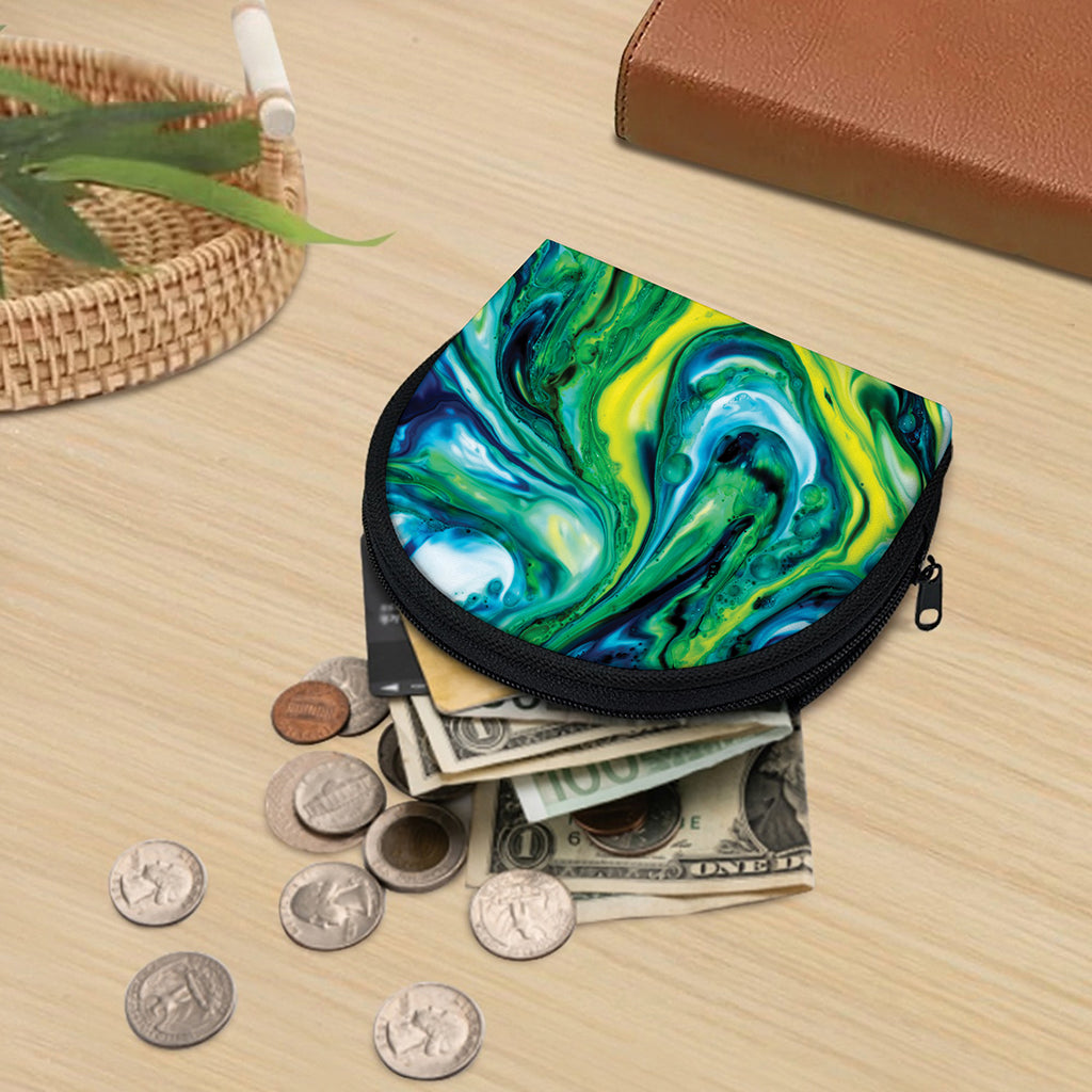 Blue And Green Acid Melt Print Coin Purse