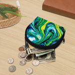 Blue And Green Acid Melt Print Coin Purse