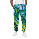 Blue And Green Acid Melt Print Cotton Pants