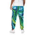 Blue And Green Acid Melt Print Cotton Pants
