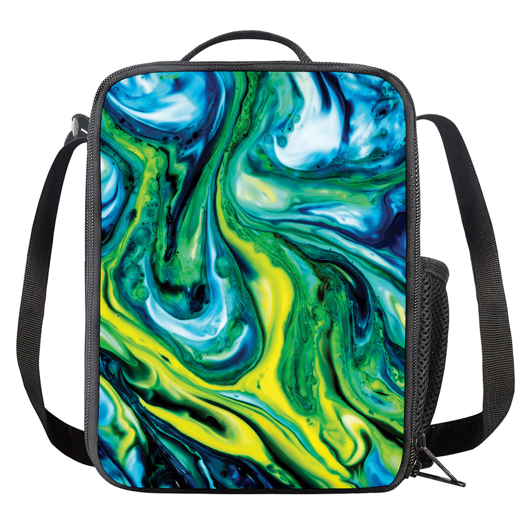 Blue And Green Acid Melt Print Crossbody Lunch Bag