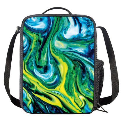 Blue And Green Acid Melt Print Crossbody Lunch Bag