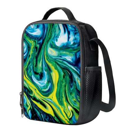 Blue And Green Acid Melt Print Crossbody Lunch Bag