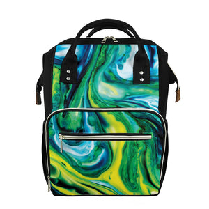 Blue And Green Acid Melt Print Diaper Bag