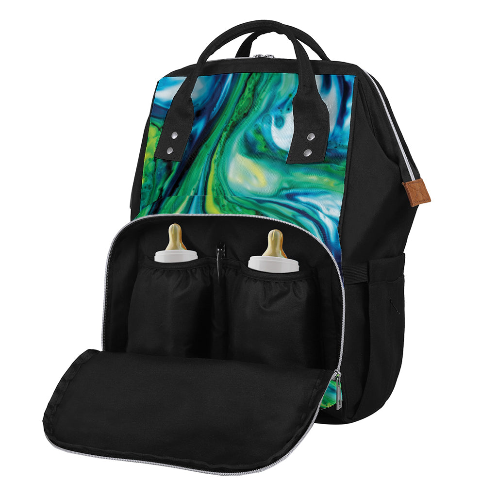 Blue And Green Acid Melt Print Diaper Bag