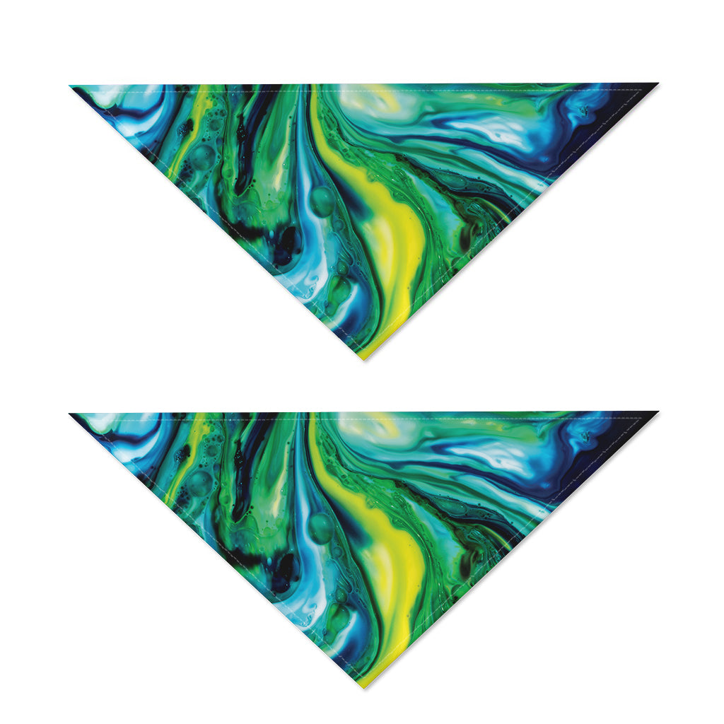 Blue And Green Acid Melt Print Dog Bandana