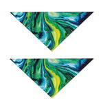 Blue And Green Acid Melt Print Dog Bandana