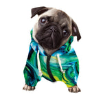 Blue And Green Acid Melt Print Dog Zip Up Hoodie