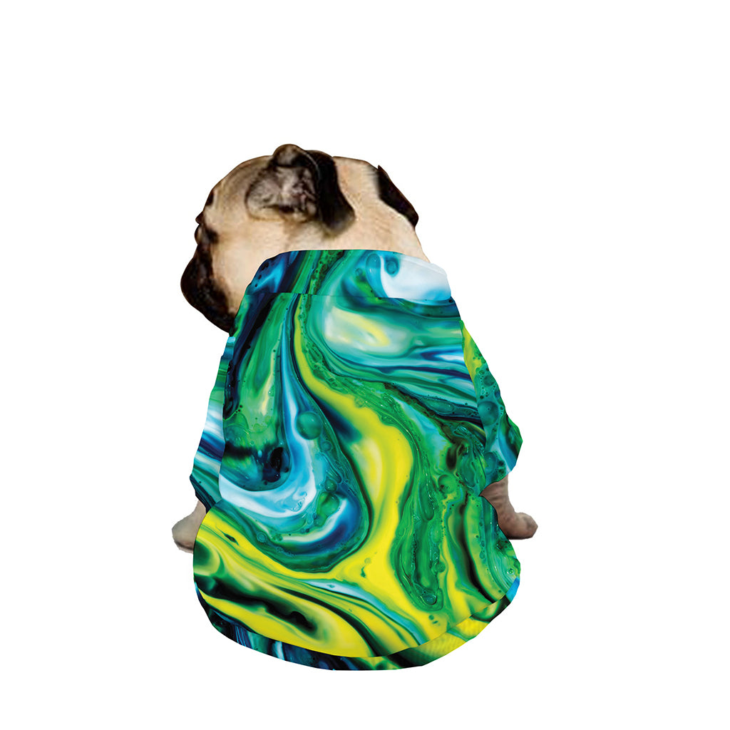 Blue And Green Acid Melt Print Dog Zip Up Jacket
