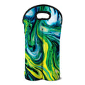 Blue And Green Acid Melt Print Double Neoprene Wine Tote