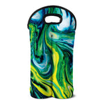 Blue And Green Acid Melt Print Double Neoprene Wine Tote