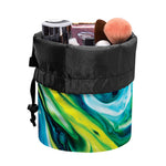 Blue And Green Acid Melt Print Drawstring Makeup Bag