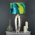 Blue And Green Acid Melt Print Drum Lamp Shade