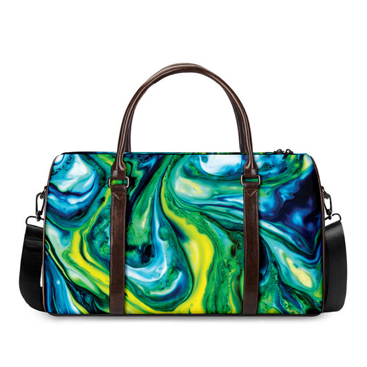 Blue And Green Acid Melt Print Duffle Bag