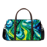 Blue And Green Acid Melt Print Duffle Bag