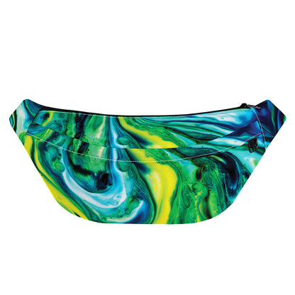 Blue And Green Acid Melt Print Fanny Pack
