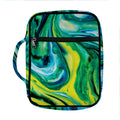 Blue And Green Acid Melt Print Front Pocket Bible Bag