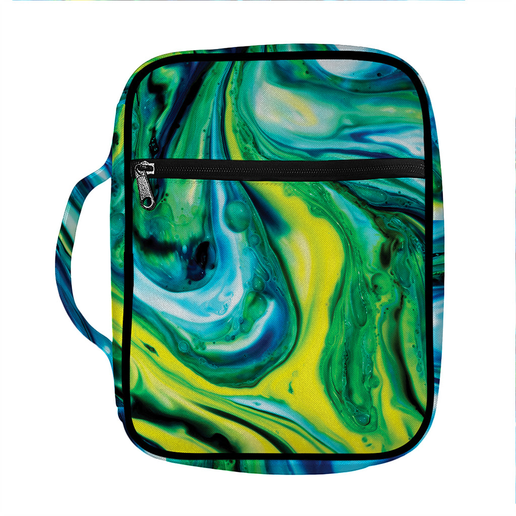 Blue And Green Acid Melt Print Front Pocket Bible Bag