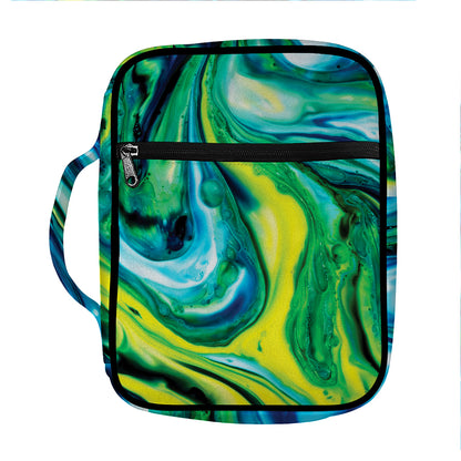 Blue And Green Acid Melt Print Front Pocket Bible Bag