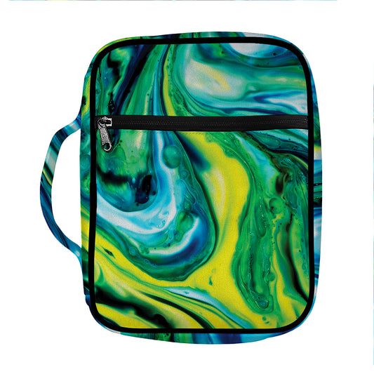 Blue And Green Acid Melt Print Front Pocket Bible Bag