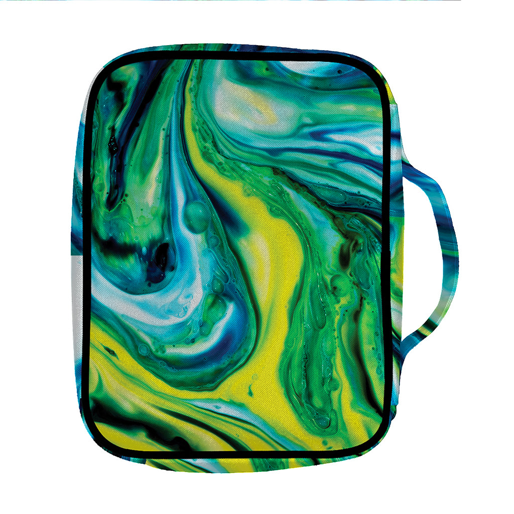 Blue And Green Acid Melt Print Front Pocket Bible Bag