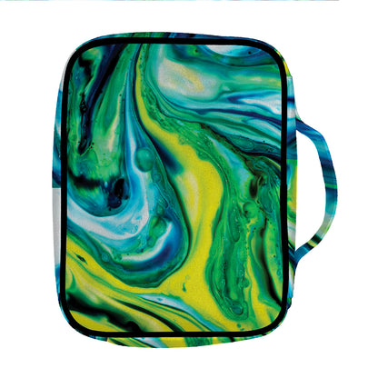 Blue And Green Acid Melt Print Front Pocket Bible Bag