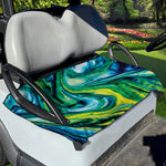 Blue And Green Acid Melt Print Golf Cart Seat Cover
