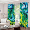 Blue And Green Acid Melt Print Grommet Curtains