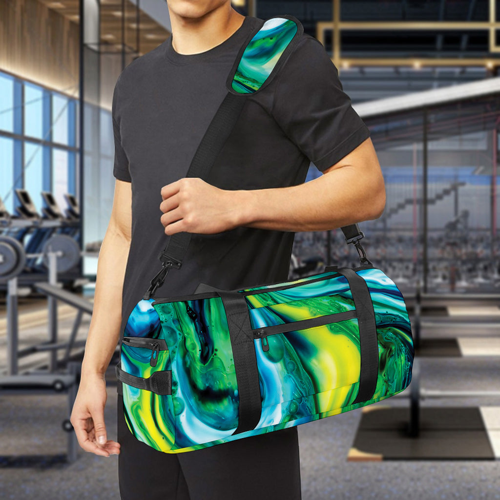 Blue And Green Acid Melt Print Gym Bag