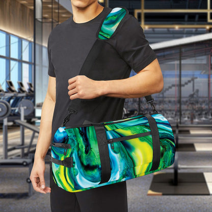 Blue And Green Acid Melt Print Gym Bag
