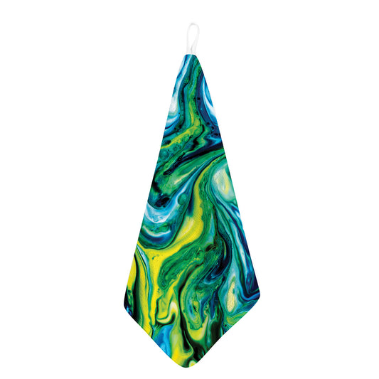 Blue And Green Acid Melt Print Hand Towel