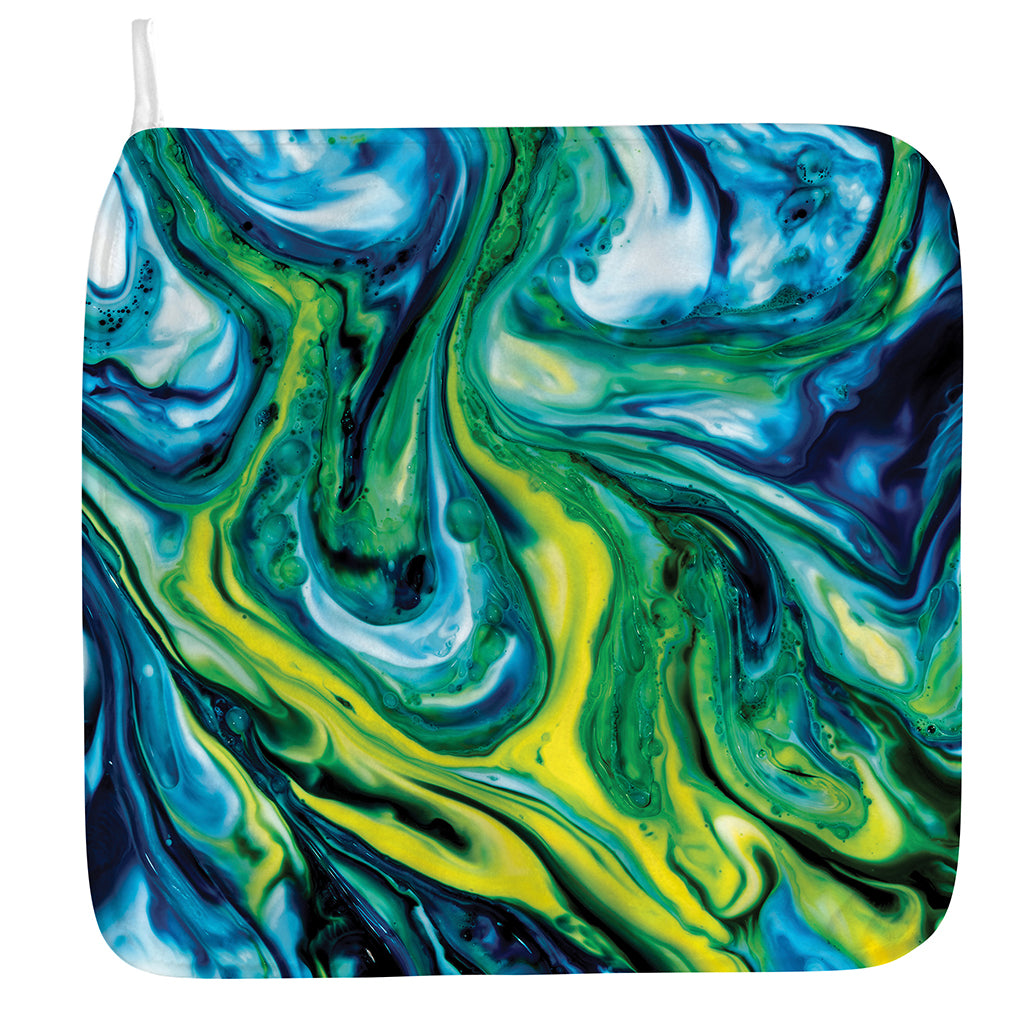 Blue And Green Acid Melt Print Hand Towel