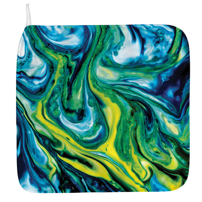 Blue And Green Acid Melt Print Hand Towel