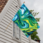 Blue And Green Acid Melt Print House Flag