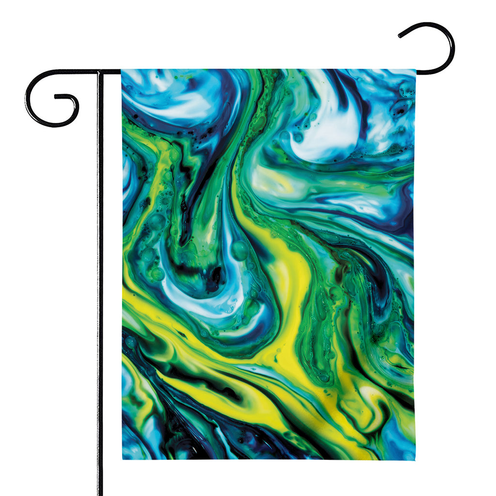 Blue And Green Acid Melt Print House Flag