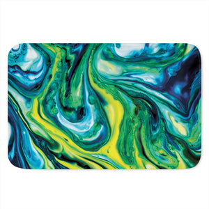 Blue And Green Acid Melt Print Indoor Door Mat