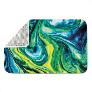 Blue And Green Acid Melt Print Indoor Door Mat