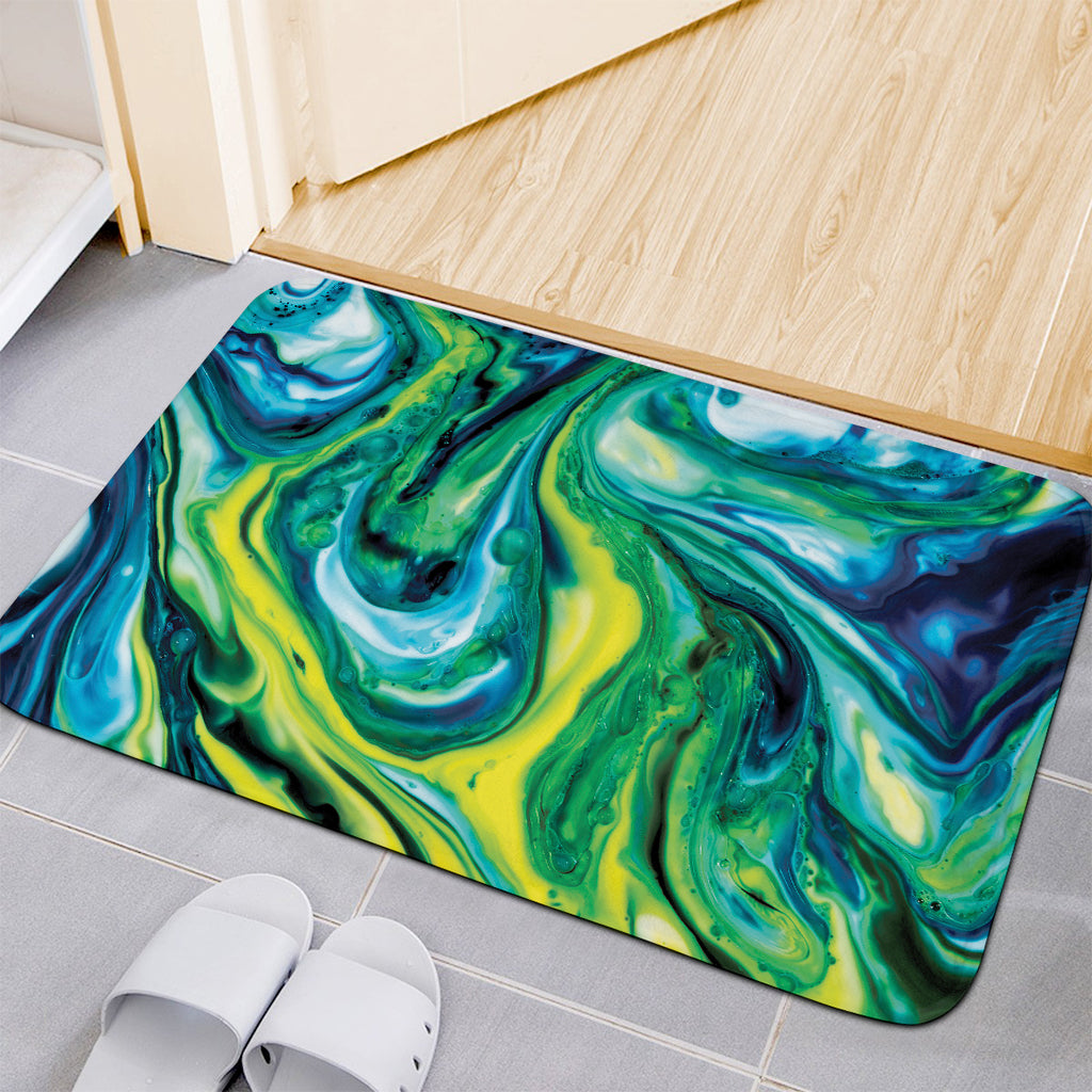 Blue And Green Acid Melt Print Indoor Door Mat