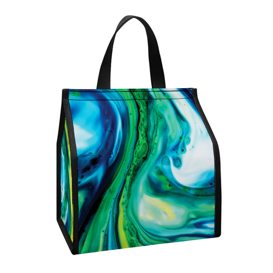 Blue And Green Acid Melt Print Insulated Lunch Tote