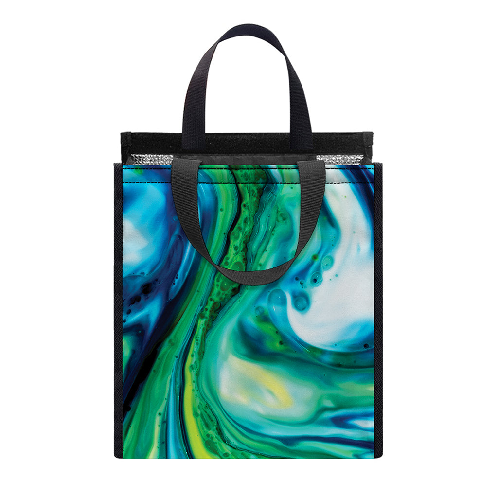 Blue And Green Acid Melt Print Insulated Lunch Tote