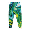 Blue And Green Acid Melt Print Jogger Pants