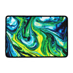 Blue And Green Acid Melt Print Kitchen Mat