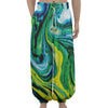 Blue And Green Acid Melt Print Lantern Pants