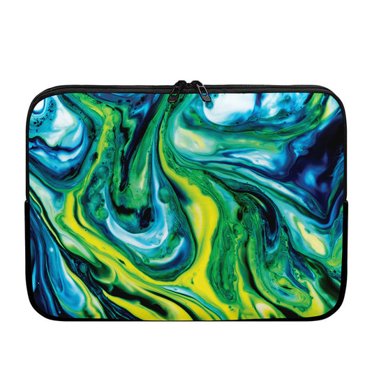Blue And Green Acid Melt Print Laptop Sleeve