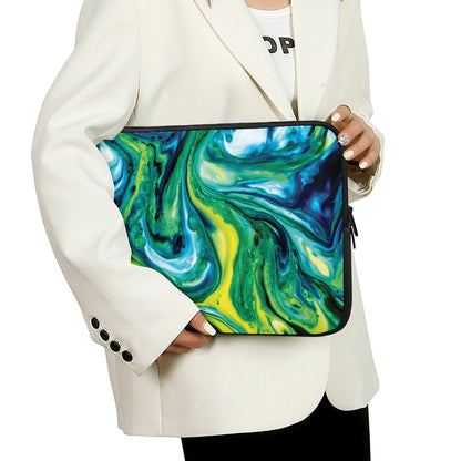 Blue And Green Acid Melt Print Laptop Sleeve