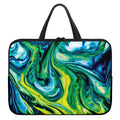 Blue And Green Acid Melt Print Laptop Sleeve With Handle