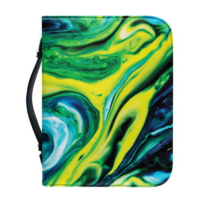 Blue And Green Acid Melt Print Leather Bible Cover