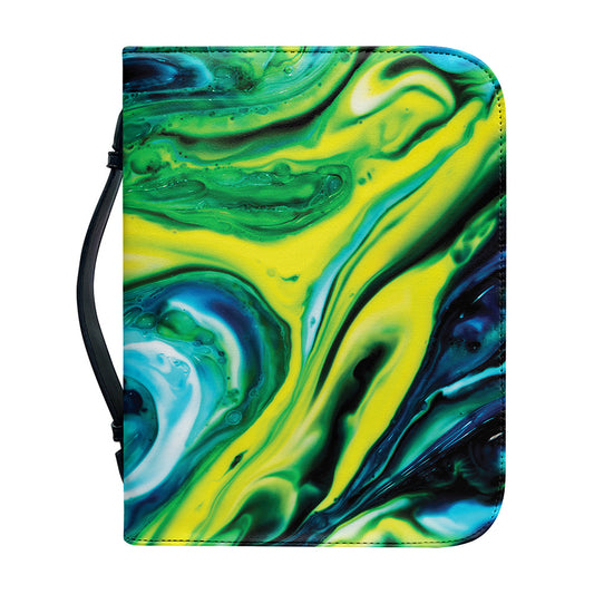 Blue And Green Acid Melt Print Leather Bible Cover